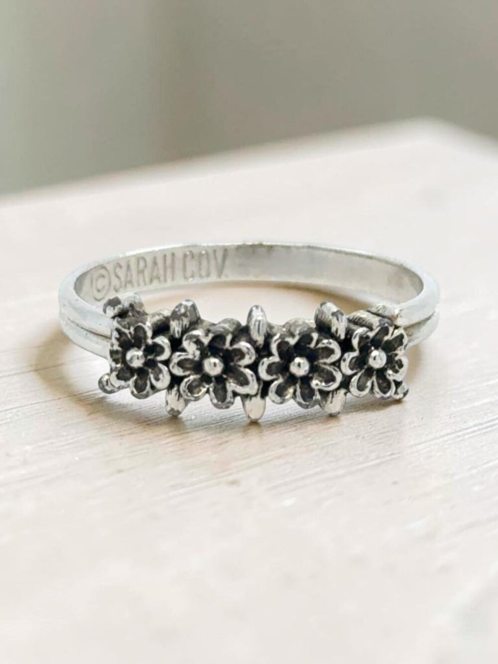 Sarah Coventry Silver-Tone Adjustable Flower Ring